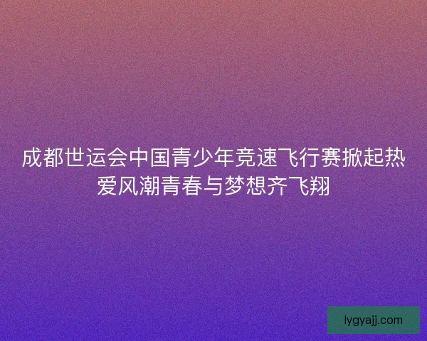 成都世运会中国青少年竞速飞行赛掀起热爱风潮青春与梦想齐飞翔